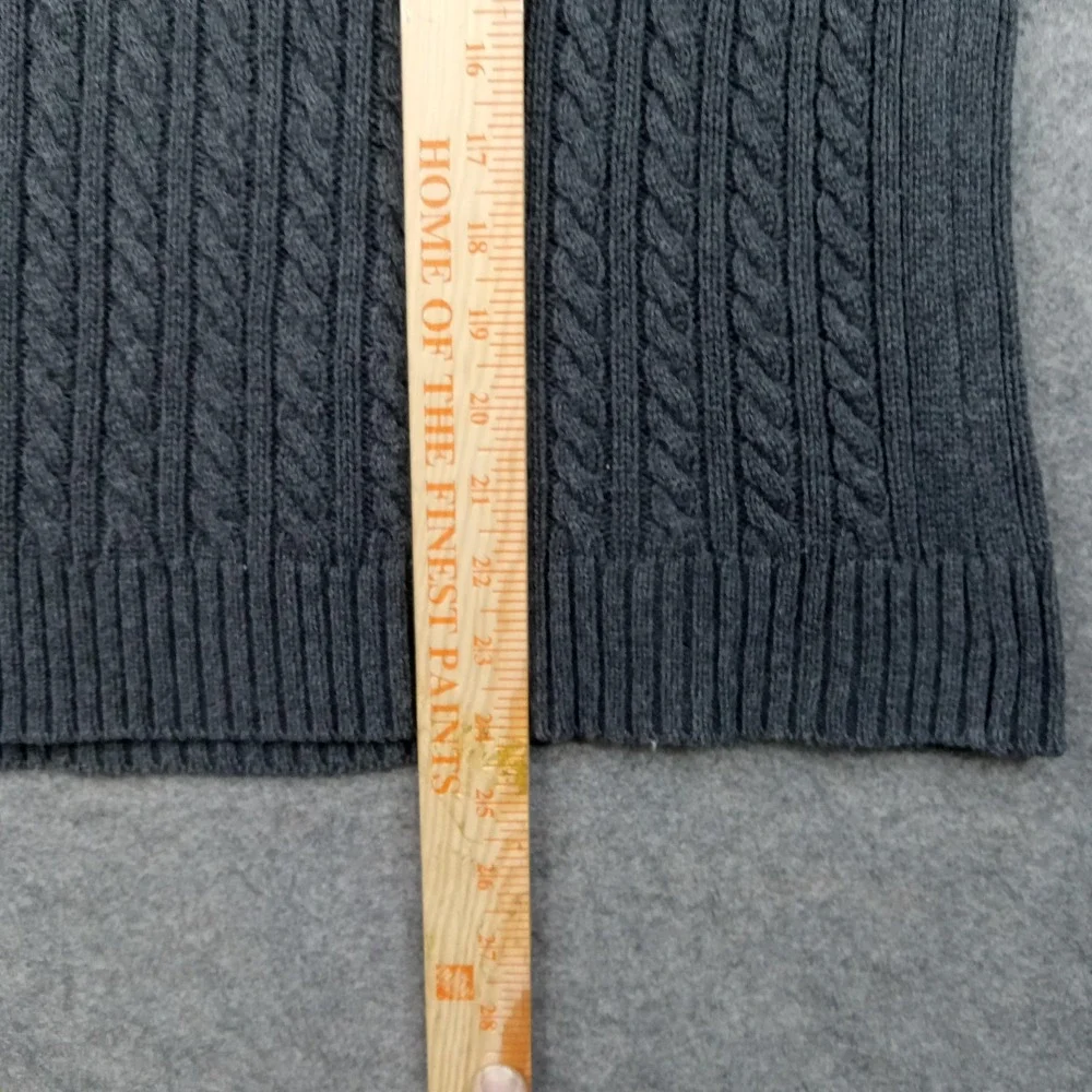 Amazon Sweater Mens Large Gray 100% Cotton‎ Cable Knit Crewneck Pullover Casual